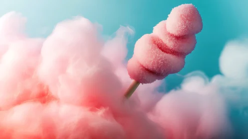 Sugared cotton candy swirl drifting through pastel clouds.