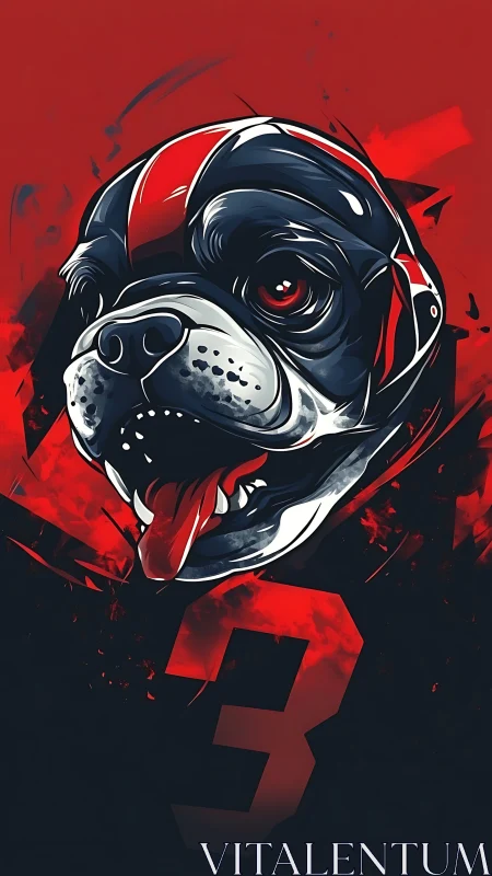 Bulldog head illustration dominates red and black graphic poster