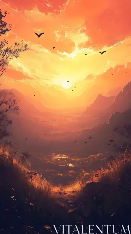 Emberwing valley sunset where golden clouds catch fire.