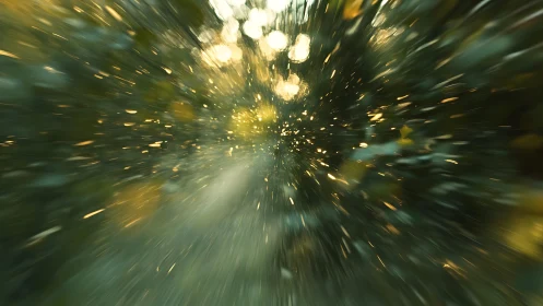 Abstract forest light burst with dynamic motion effect.