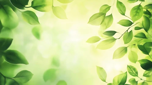 Diffuse backlit foliage with soft green bokeh gradients