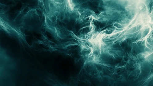 Nebulous teal currents whisper through a digital cosmic tide