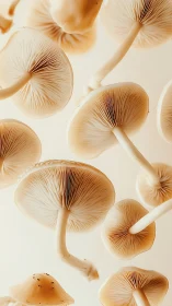 Cream-toned mushroom gill closeups in soft vertical composition.