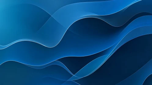 Layered cyan-blue waveforms form translucent vector curvature