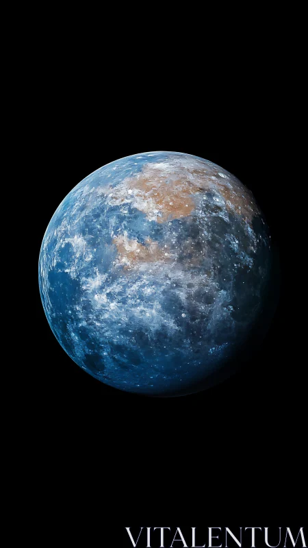 Planet-like blue sphere fills lower frame against black space