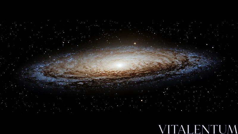 Edge-on spiral galaxy with dense stellar core and dust lanes