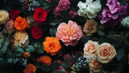 Vibrant Rose Garden with Mixed Bloom Palette.