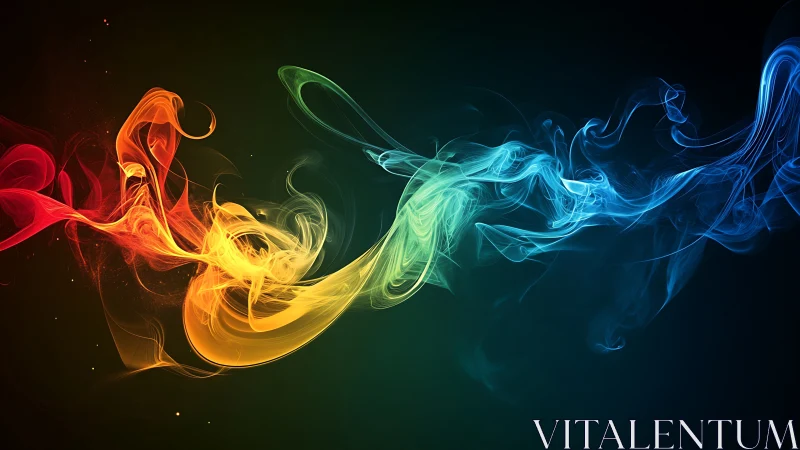 Multicolor volumetric light trails form abstract flowing spectrum