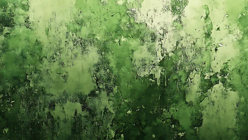 Layered green abstract surface reveals eroded pigment and texture