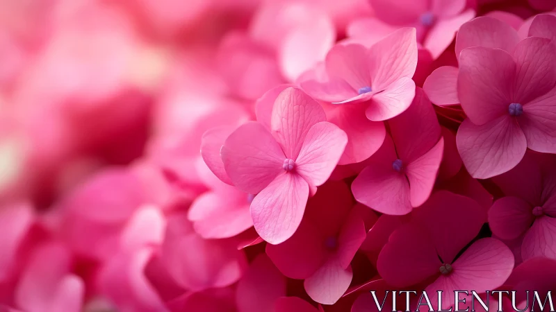 Pink hydrangea flowers with soft-focused bokeh background