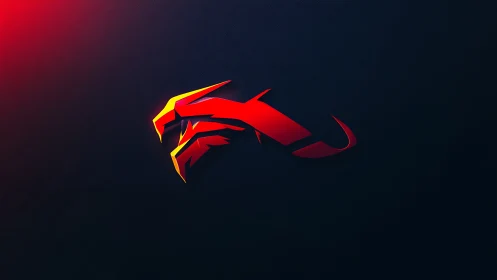 Abstract red eagle emblem glows against dark gaming backdrop