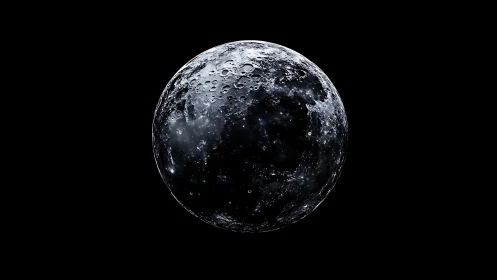 Lunar surface sphere rendered with high contrast lighting