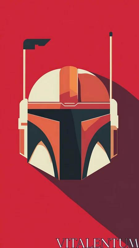 Stylized bounty hunter helmet casts a bold graphic shadow