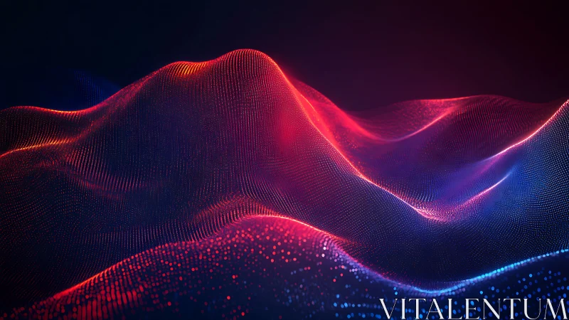 Glowing digital waves of light flowing through a dreamlike night.