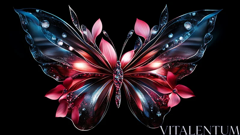 Chromatic glasswing butterfly with jeweled bokeh refractions