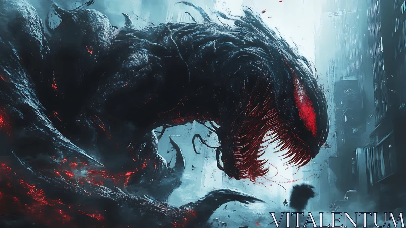 Urban dread leviathan stalking fog-drowned city canyons.