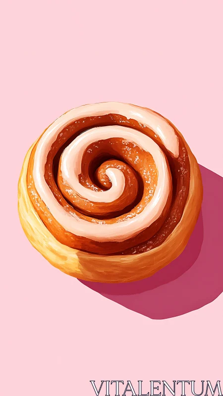 Sugar-spiraled cinnamon roll crowned in glossy icing.