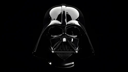 Darth Vader helmet in dramatic lighting, realistic digital art.