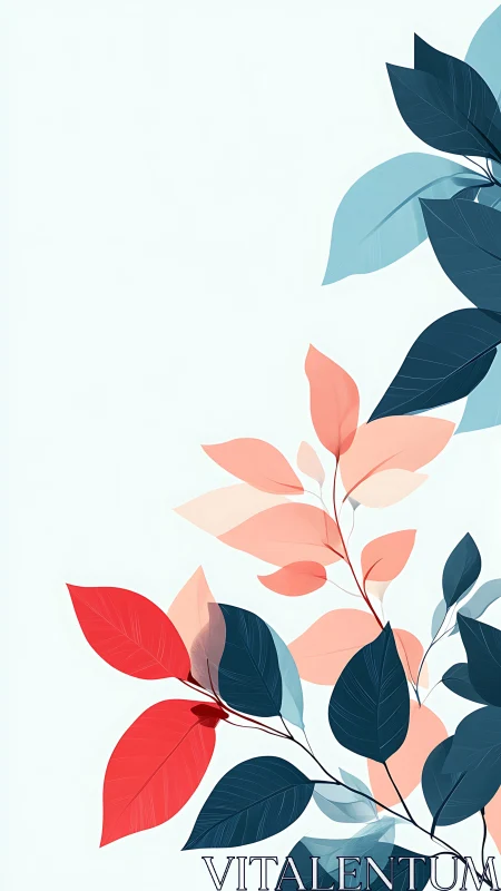 Minimalist vector foliage with asymmetrical botanical framing.