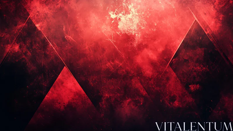 Abstract red geometric background with grunge textured style.