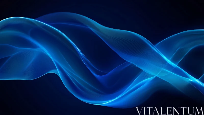 Blue translucent waveforms on dark gradient background.