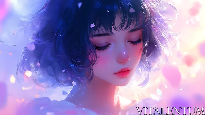 Soft neon dreamer adrift in pastel petal weather.