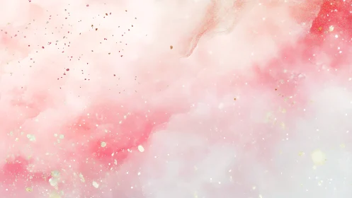 Soft pink watercolor cloud background with gold flecks.