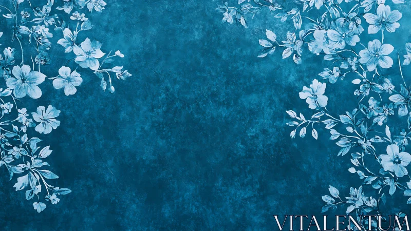 Delicate White Florals Dancing on Deep Teal Canvas