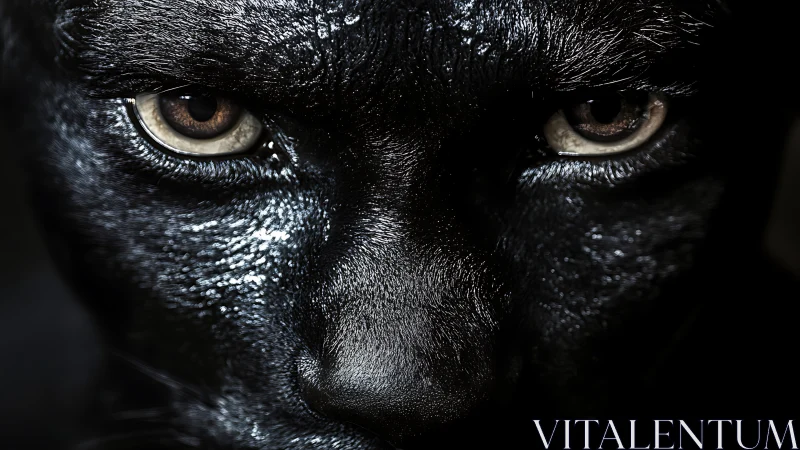 Midnight panther gaze carved from shadow and silver light.