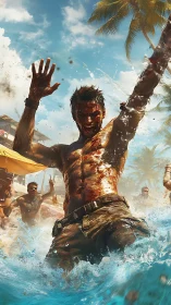 Reckless survivor charges through tropical surf in chaos