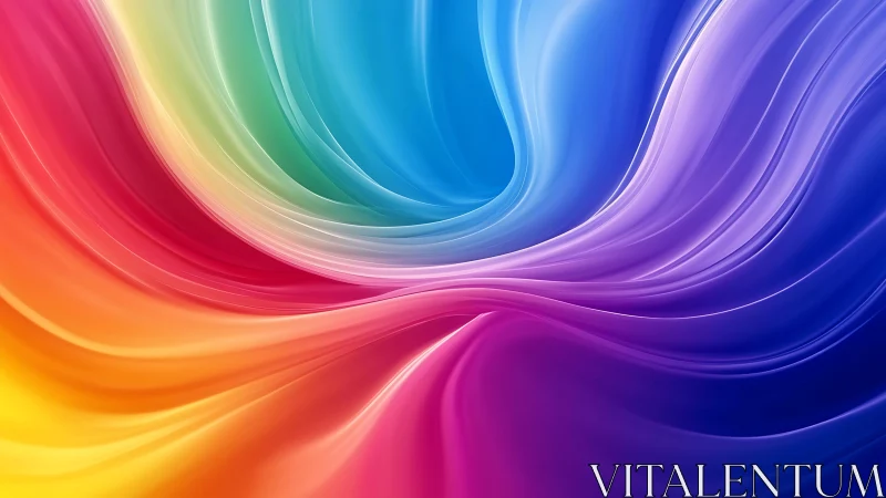 Vibrant fluid rainbow waves merge in luminous swirl