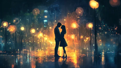 Two Souls Kiss Beneath Glowing Cityscapes
