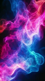 Vibrant neon light trails forming abstract colored waves.