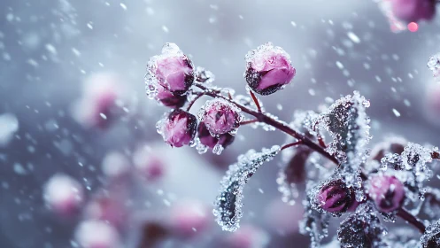Frost-Encrusted Berries in Crystalline Winter Light.