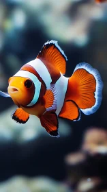 Bright clownfish drifting through a gentle underwater hush.