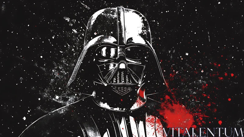 Dark armored figure in splatter style on black field.