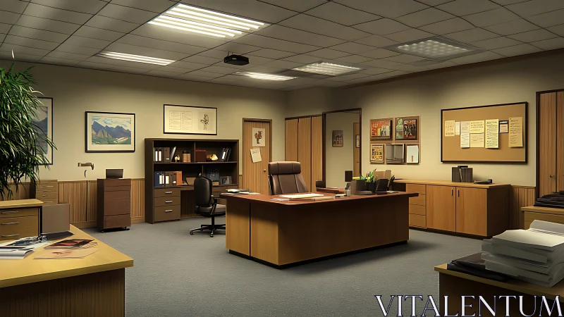 Executive calm turns quiet office geometry into warm order