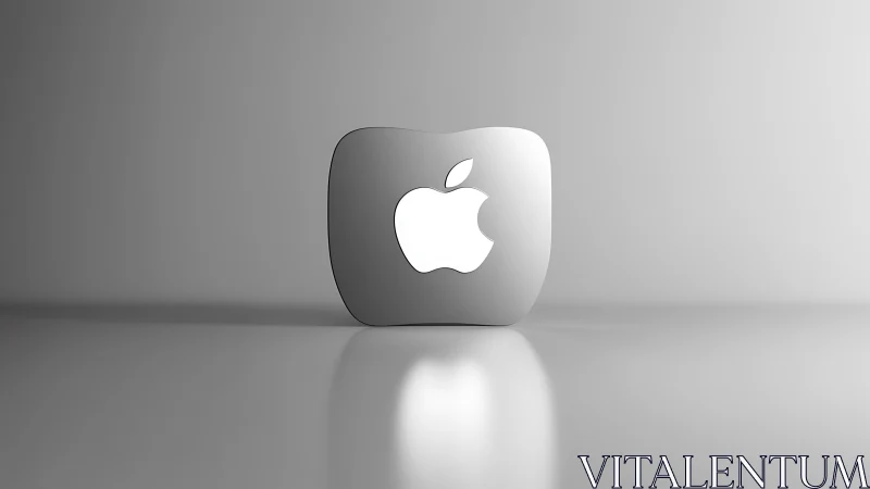 Metallic Apple Logo Icon in Minimalist 3D Composition