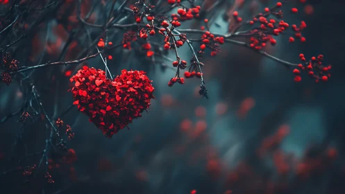 Red Rowan Berries in Moody Seasonal Light.
