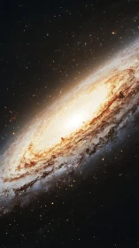 Spiral galaxy core with bright stars in deep space.