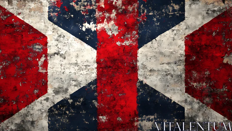 Weathered Union Jack Flag with Grunge Texture and Bold Colors.