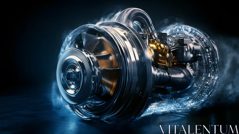 Futuristic Jet Engine in Hyper-Realistic Digital Art Style.