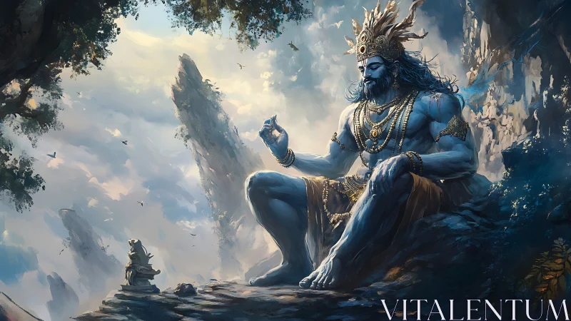 Sky-high meditation with a gentle blue mountain giant.