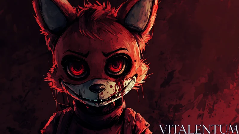 Sinister anthropomorphic fox portrait in high-contrast digital art