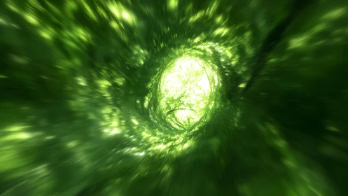 Vivid green tunnel with motion blur in abstract nature style.