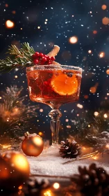 Festive Holiday Cocktail with Glowing Winter Charm.