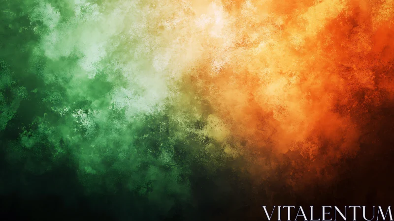 Green and orange clouds merge in vivid abstract haze.