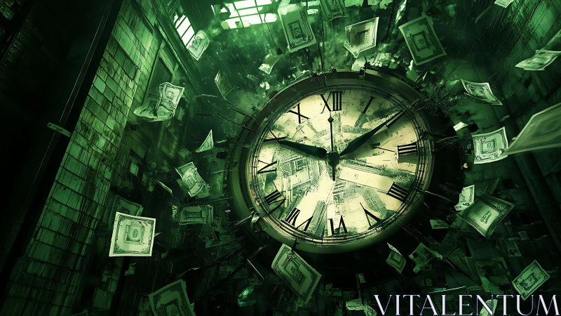 Clockwork money storm swirling through emerald city time.