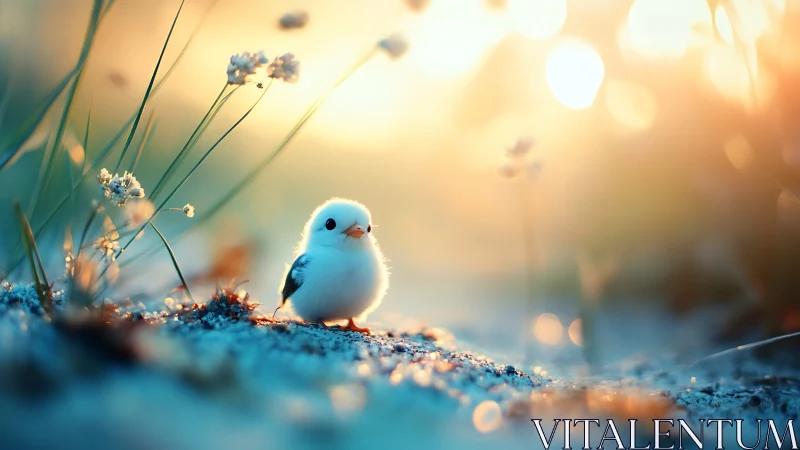 Sunrise flufflet among dewdrops and dreamy meadow glow.