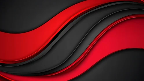 Bold red and black abstract waves, modern layered graphic design.